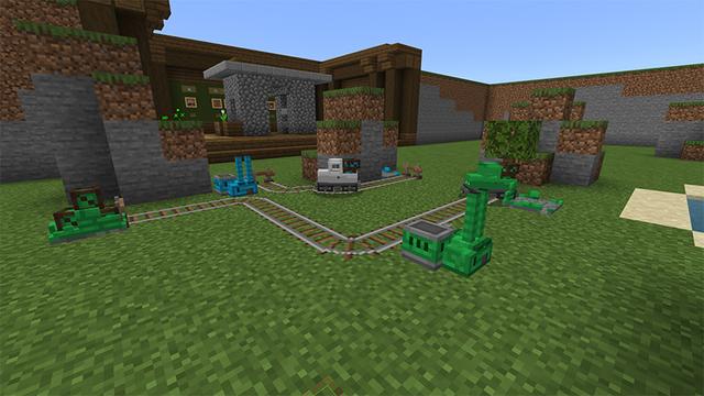 Screenshot of the Minecraft Bedrock Marketplace product Tiny Trains created by Pathway Studios.