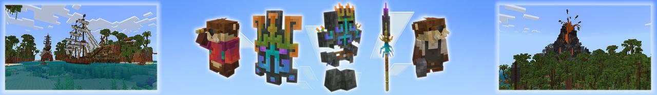 Panorama of the Minecraft Bedrock Marketplace product Tropical Survival created by Pathway Studios.