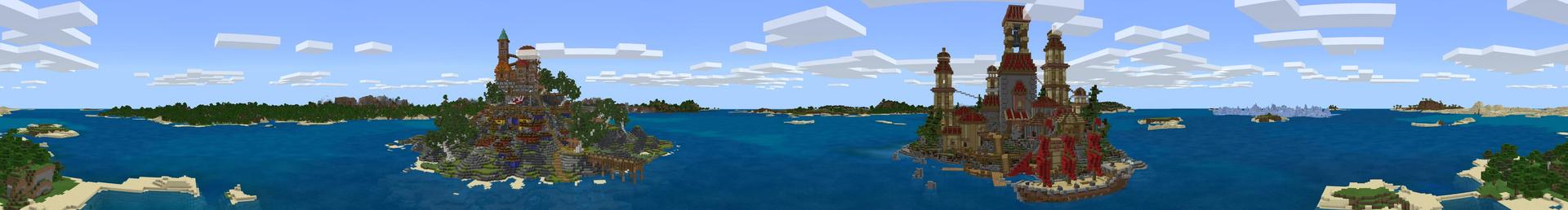 Panorama of the Minecraft Bedrock Marketplace product Twin Islands created by Pathway Studios.