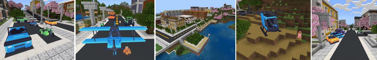 Panorama of the Minecraft Bedrock Marketplace product Vehicle City created by Pathway Studios.