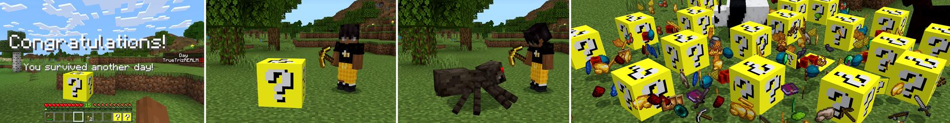 Panorama of the Minecraft Bedrock Marketplace product 100 Days LUCKY BLOCK! created by Pickaxe Studios.