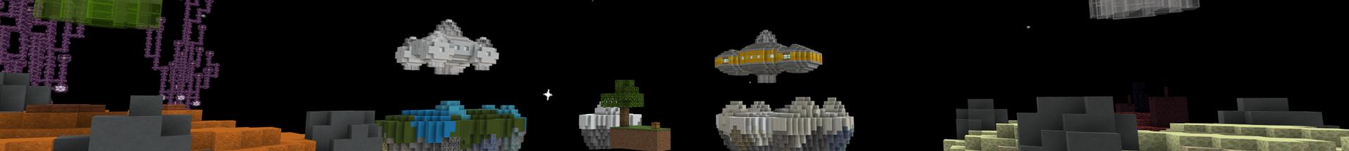Panorama of the Minecraft Bedrock Marketplace product Alien Skyblock created by Pickaxe Studios.