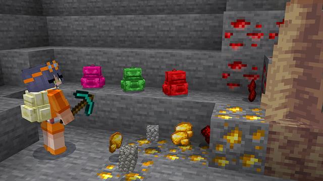 Screenshot of the Minecraft Bedrock Marketplace product BACKPACK+ created by Pickaxe Studios.
