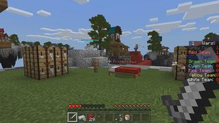 Screenshot of the Minecraft Bedrock Marketplace product BED WARS+ created by Pickaxe Studios.