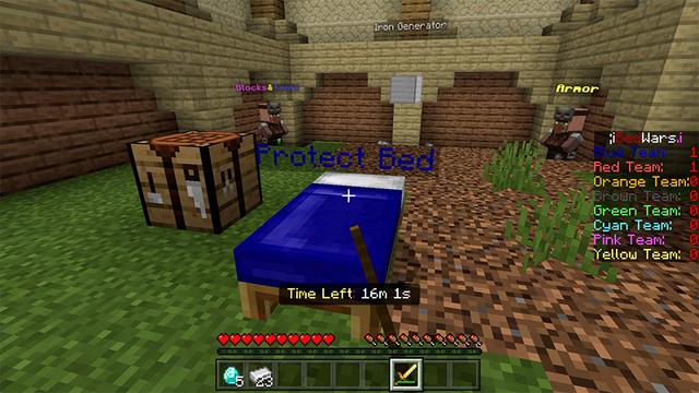 Screenshot of the Minecraft Bedrock Marketplace product BED WARS created by Pickaxe Studios.