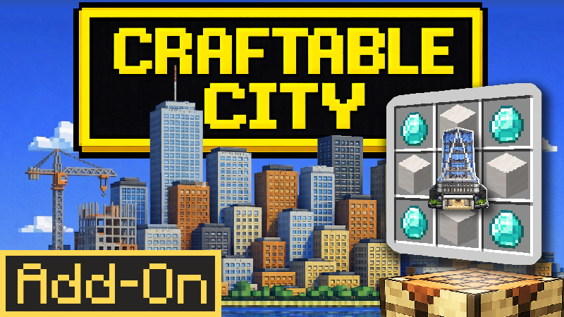 Thumbnail of the Minecraft Bedrock Marketplace product Add-On „CRAFTABLE CITY“ created by Pickaxe Studios.