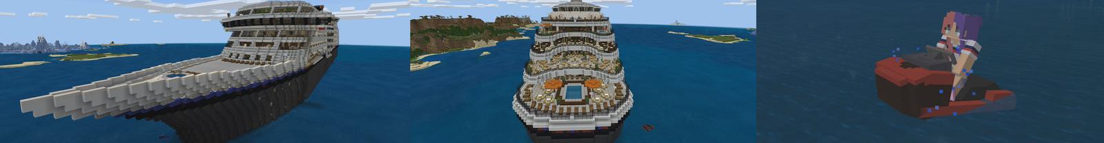 Panorama of the Minecraft Bedrock Marketplace product Cruise Ship Boat created by Pickaxe Studios.