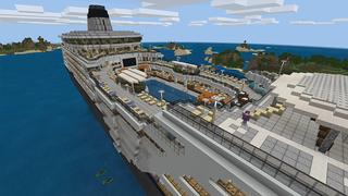 Screenshot of the Minecraft Bedrock Marketplace product Cruise Ship Boat created by Pickaxe Studios.
