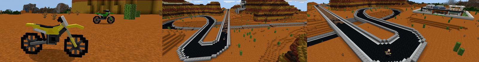 Panorama of the Minecraft Bedrock Marketplace product DIRT BIKE World created by Pickaxe Studios.