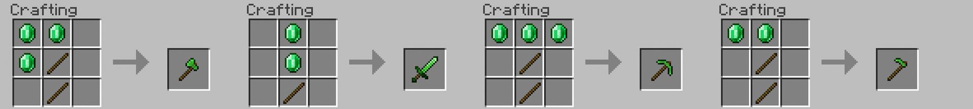 Panorama of the Minecraft Bedrock Marketplace product Emerald Tools created by Pickaxe Studios.