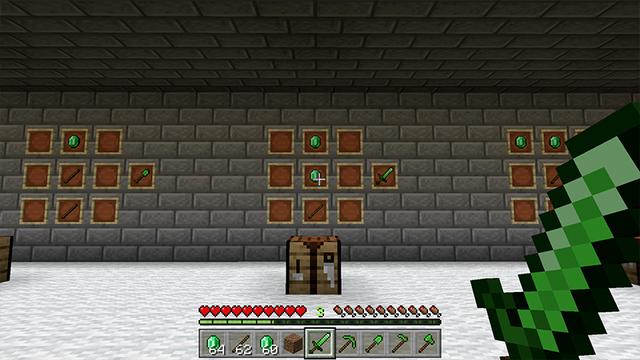 Screenshot of the Minecraft Bedrock Marketplace product Emerald Tools created by Pickaxe Studios.
