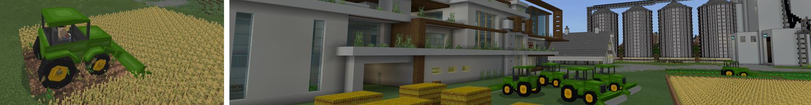 Panorama of the Minecraft Bedrock Marketplace product Farm Mansion created by Pickaxe Studios.