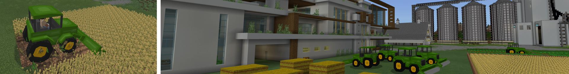 Panorama of the Minecraft Bedrock Marketplace product Farm Mansion created by Pickaxe Studios.
