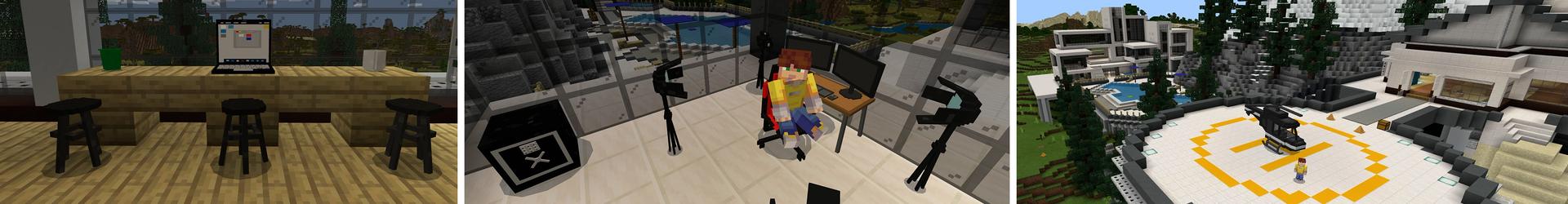 Panorama of the Minecraft Bedrock Marketplace product Furniture Decorations: Mansion created by Pickaxe Studios.