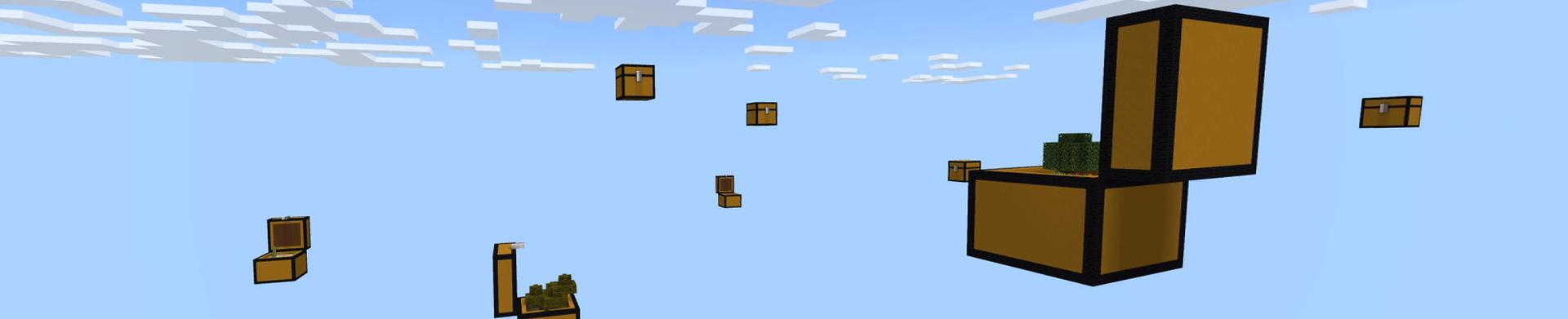 Panorama of the Minecraft Bedrock Marketplace product Giant Chest Skyblock created by Pickaxe Studios.