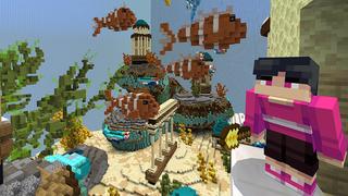 Screenshot of the Minecraft Bedrock Marketplace product Giant Fish Tank Skyblock created by Pickaxe Studios.