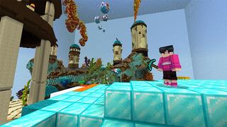 Screenshot of the Minecraft Bedrock Marketplace product Giant Fish Tank Skyblock created by Pickaxe Studios.