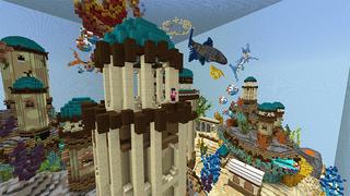 Screenshot of the Minecraft Bedrock Marketplace product Giant Fish Tank Skyblock created by Pickaxe Studios.