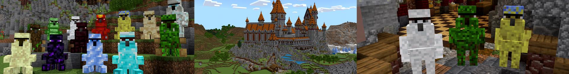 Panorama of the Minecraft Bedrock Marketplace product GOLEMS+ created by Pickaxe Studios.