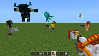 Screenshot of the Minecraft Bedrock Marketplace product GRAVITY WEAPONS Add-On created by Pickaxe Studios.