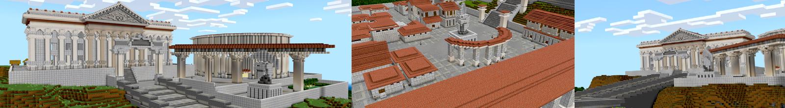 Panorama of the Minecraft Bedrock Marketplace product GREEK VILLAGE created by Pickaxe Studios.