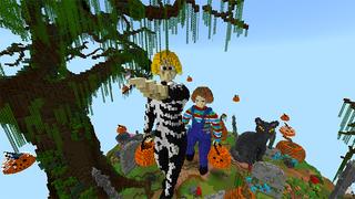 Screenshot of the Minecraft Bedrock Marketplace product Halloween: Pumpkin Skyblock created by Pickaxe Studios.
