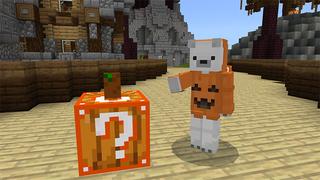 Screenshot of the Minecraft Bedrock Marketplace product Halloween Trick or Treat Block created by Pickaxe Studios.
