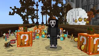 Screenshot of the Minecraft Bedrock Marketplace product Halloween Trick or Treat Block created by Pickaxe Studios.
