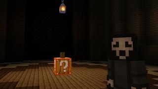 Screenshot of the Minecraft Bedrock Marketplace product Halloween Trick or Treat Block created by Pickaxe Studios.