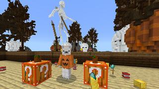 Screenshot of the Minecraft Bedrock Marketplace product Halloween Trick or Treat Block created by Pickaxe Studios.