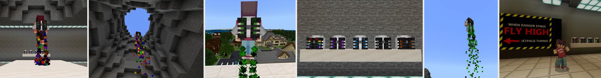 Panorama of the Minecraft Bedrock Marketplace product JETPACKS created by Pickaxe Studios.