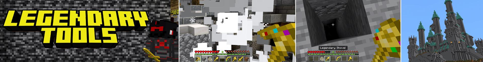 Panorama of the Minecraft Bedrock Marketplace product LEGENDARY TOOLS! created by Pickaxe Studios.