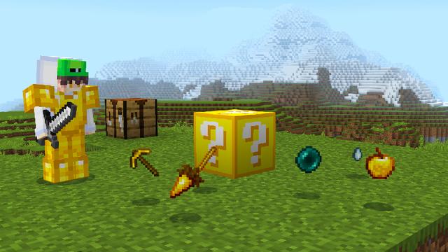 Screenshot of the Minecraft Bedrock Marketplace product LUCKY BLOCK Add-On created by Pickaxe Studios.