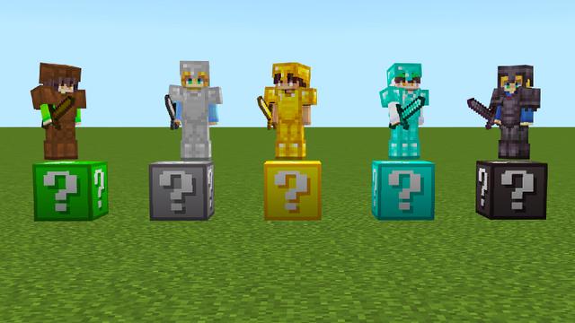 Screenshot of the Minecraft Bedrock Marketplace product LUCKY BLOCK Add-On created by Pickaxe Studios.