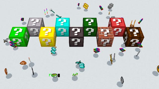 Screenshot of the Minecraft Bedrock Marketplace product LUCKY BLOCK Add-On created by Pickaxe Studios.