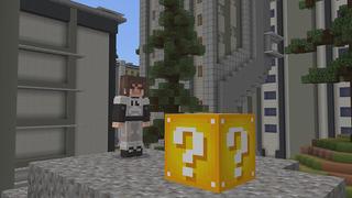 Screenshot of the Minecraft Bedrock Marketplace product Lucky Block City created by Pickaxe Studios.