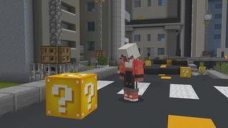 Screenshot of the Minecraft Bedrock Marketplace product Lucky Block City created by Pickaxe Studios.