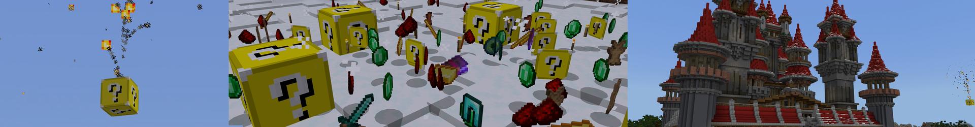 Panorama of the Minecraft Bedrock Marketplace product LUCKY BLOCK HARDCORE! created by Pickaxe Studios.