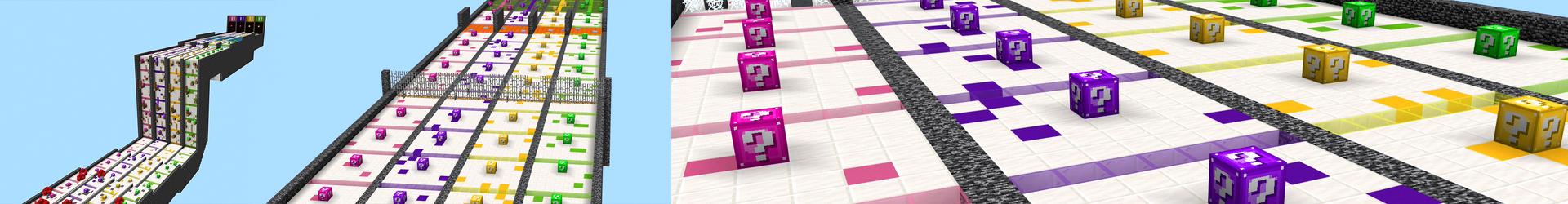Panorama of the Minecraft Bedrock Marketplace product Lucky Block Race created by Pickaxe Studios.