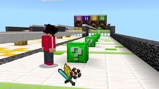 Screenshot of the Minecraft Bedrock Marketplace product Lucky Block Race created by Pickaxe Studios.