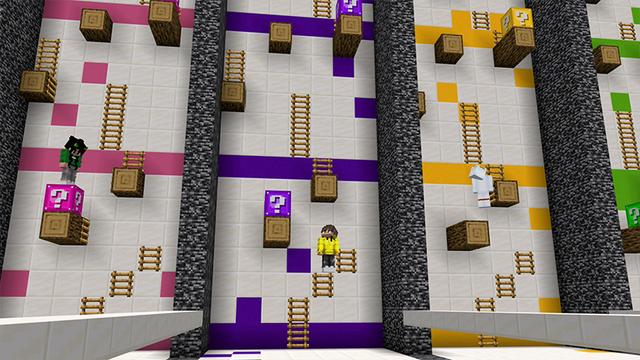Screenshot of the Minecraft Bedrock Marketplace product Lucky Block Race created by Pickaxe Studios.