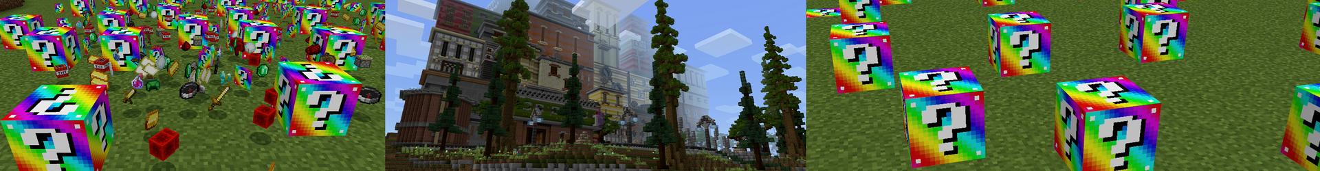 Panorama of the Minecraft Bedrock Marketplace product LUCKY BLOCK! RAINBOW created by Pickaxe Studios.
