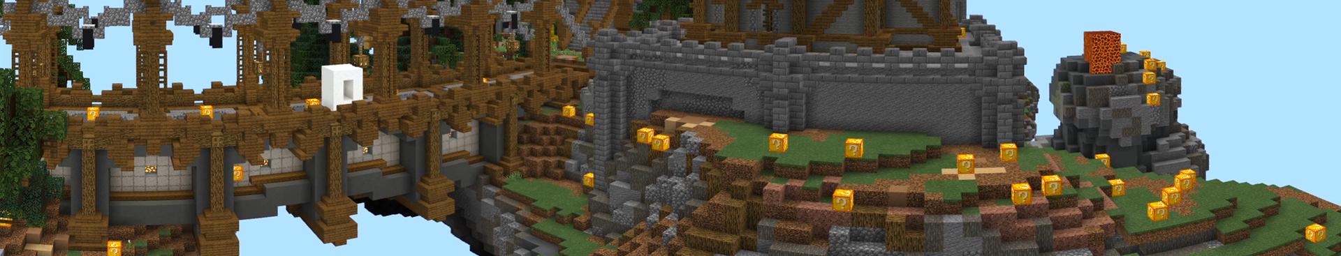 Panorama of the Minecraft Bedrock Marketplace product LUCKY BLOCK: ULTIMATE SKYBLOCK created by Pickaxe Studios.