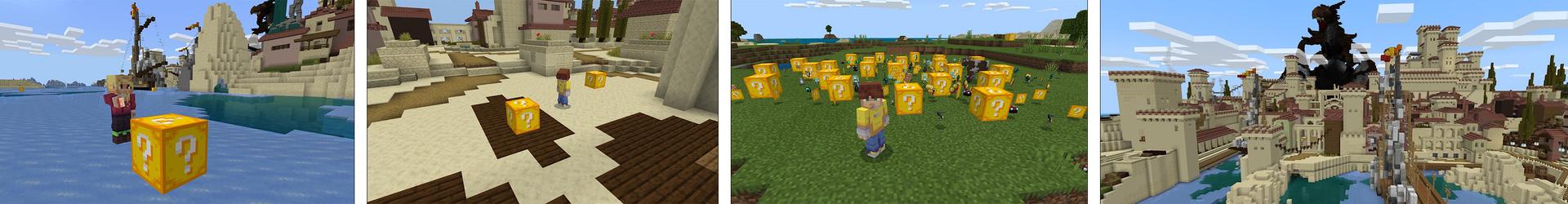 Panorama of the Minecraft Bedrock Marketplace product Lucky Block World created by Pickaxe Studios.