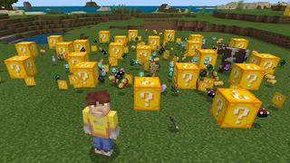 Screenshot of the Minecraft Bedrock Marketplace product Lucky Block World created by Pickaxe Studios.