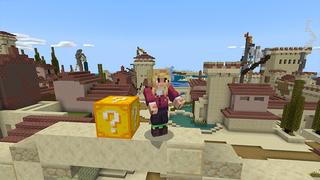 Screenshot of the Minecraft Bedrock Marketplace product Lucky Block World created by Pickaxe Studios.