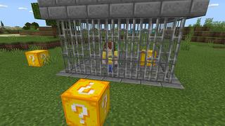 Screenshot of the Minecraft Bedrock Marketplace product Lucky Block World created by Pickaxe Studios.