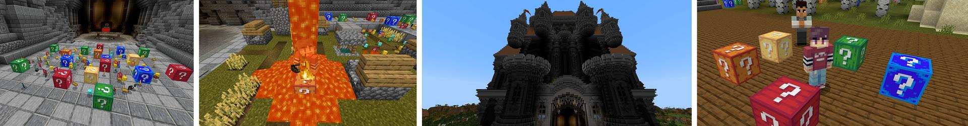 Panorama of the Minecraft Bedrock Marketplace product Lucky Blocks: Extreme created by Pickaxe Studios.