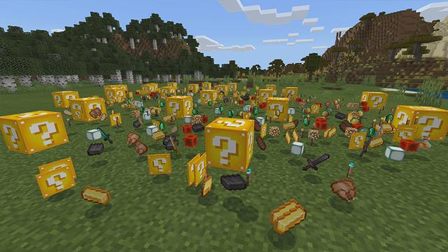 Screenshot of the Minecraft Bedrock Marketplace product Lucky Blocks: Original created by Pickaxe Studios.