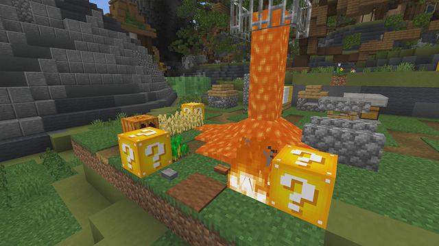 Screenshot of the Minecraft Bedrock Marketplace product Lucky Blocks: Original created by Pickaxe Studios.